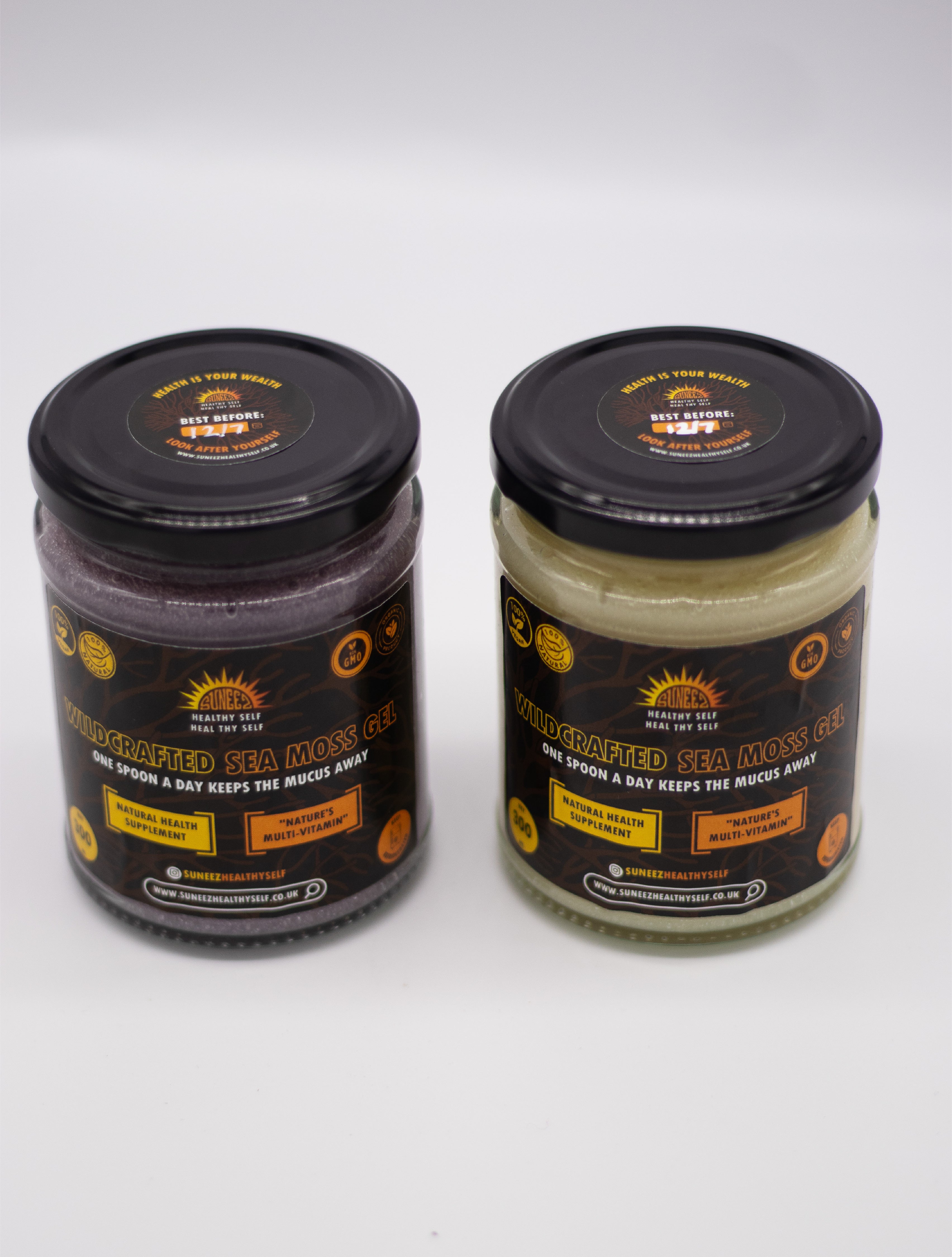 2 Plain Wildcrafted Sea Moss Gels - 600ML (1 Golden and 1 Purple)