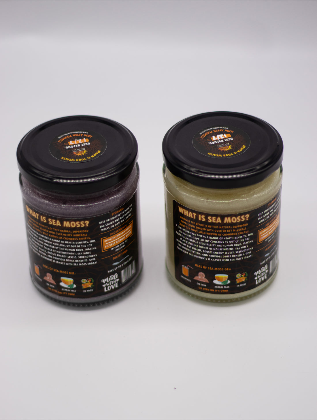 2 Plain Wildcrafted Sea Moss Gels - 600ML (1 Golden and 1 Purple)