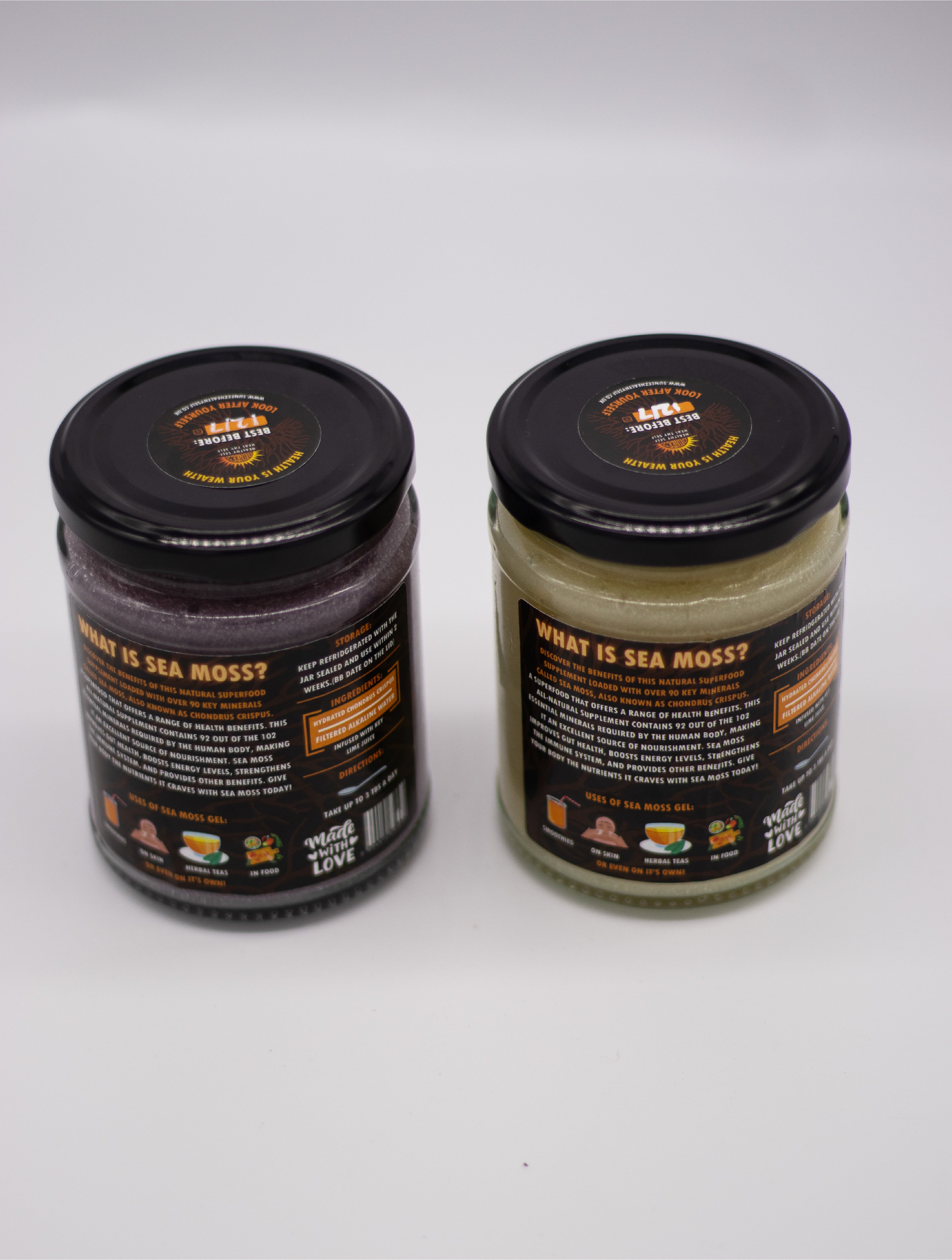 2 Plain Wildcrafted Sea Moss Gels - 600ML (1 Golden and 1 Purple)