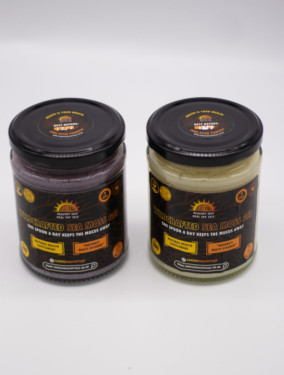 2 Plain Wildcrafted Sea Moss Gels - 600ML (1 Golden and 1 Purple)